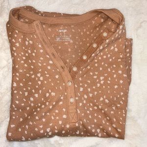 Aerie Polka Dot Waffle Knit long Sleeve | Size Small